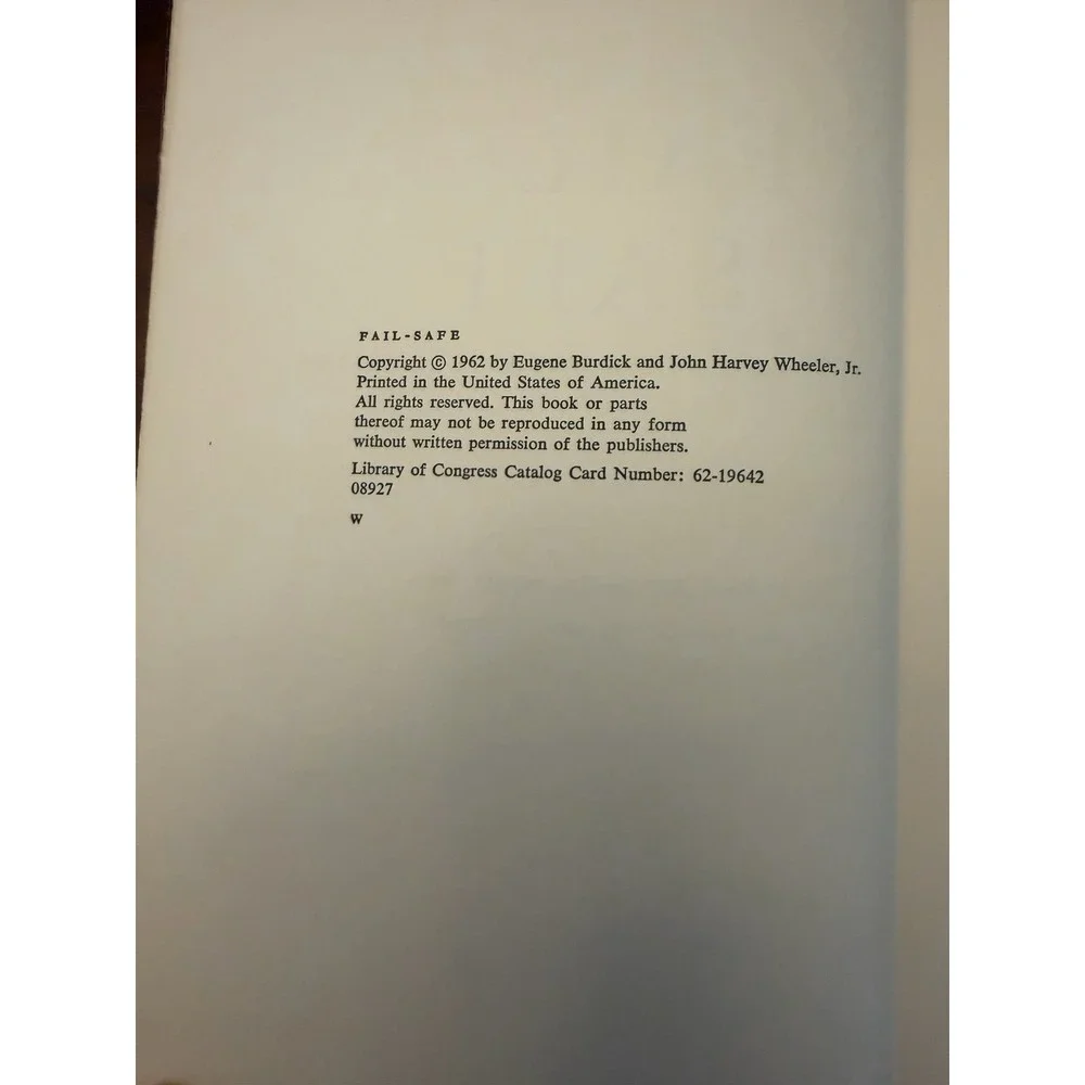 Vintage 1962 Fail-Safe Hardcover Book - True First Edition McGraw-Hill Thriller